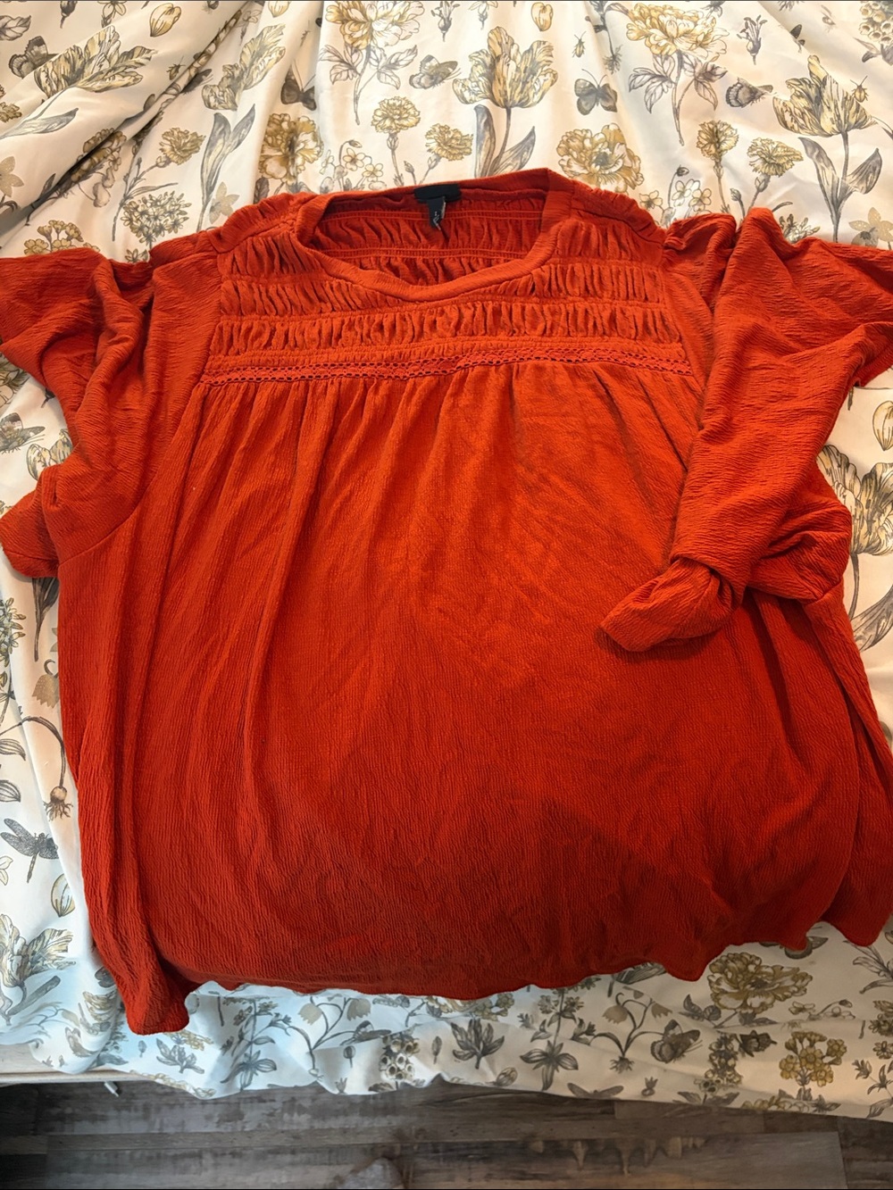 Torrid rust Women's Textured Smocked Yoke Top
